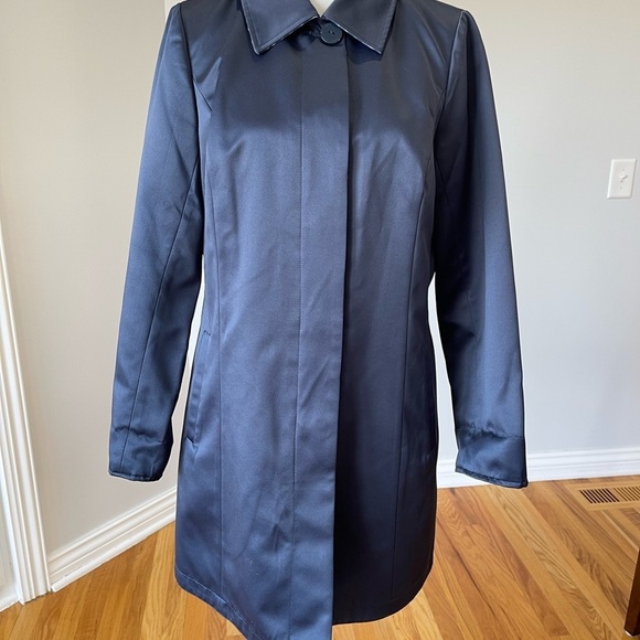 Dennis by Dennis Basso blue and leopard cheetah reversible dress coat size S - Picture 11 of 16